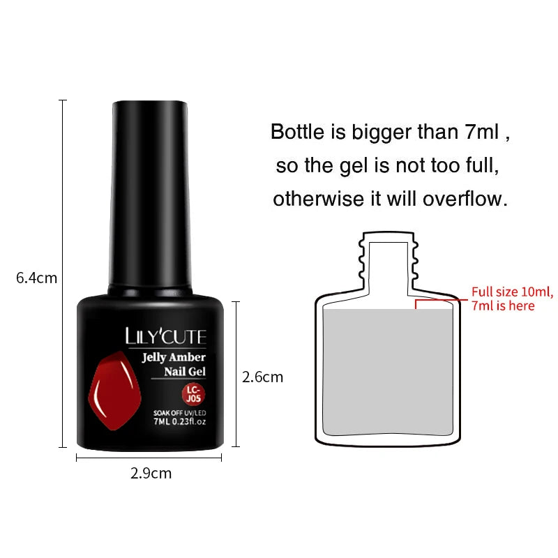 7ml Jelly Amber Gel Nail Polish - Translucent Color UV Gel for Nail Art