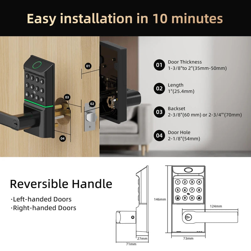 Smart Fingerprint Door Lock with App Control and Touchscreen Keypad