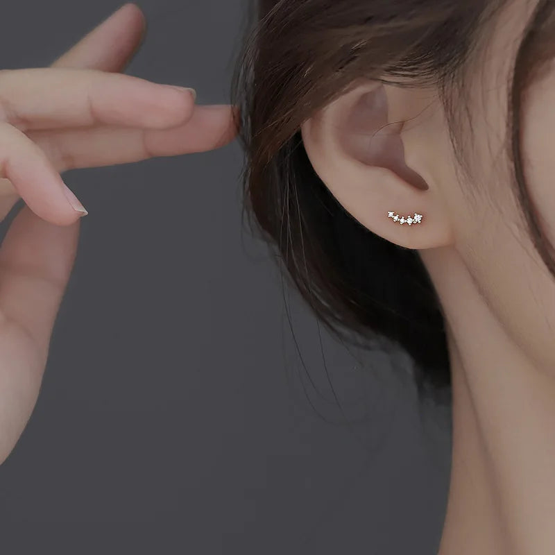 Trendy Small Rhinestone Earrings for Women - Meteor Style Stud Jewelry
