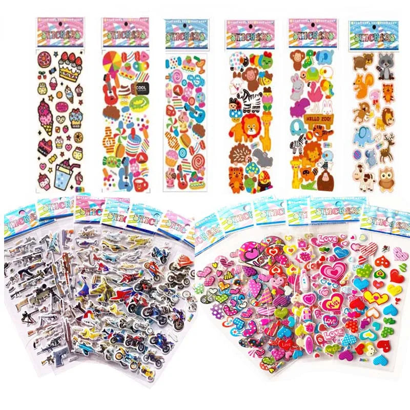 Kids Puffy Sticker Sheets - 40 Sheets for Scrapbooking & DIY Crafts, Waterproof & Safe