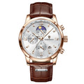 Men's Luxury Leather Waterproof Chronograph Sport Watch - Casual Business Style