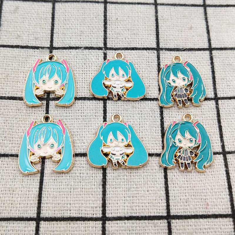 10pcs Cartoon Charm Jewelry Accessories Enamel Necklace Earrings Pendant DIY Craft Supplies Alloy Metal