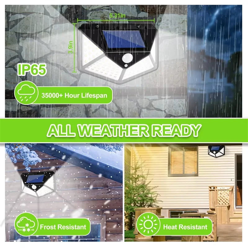 Multifunctional Solar Garden Light with Motion Sensor Waterproof Outdoor LED Spotlight