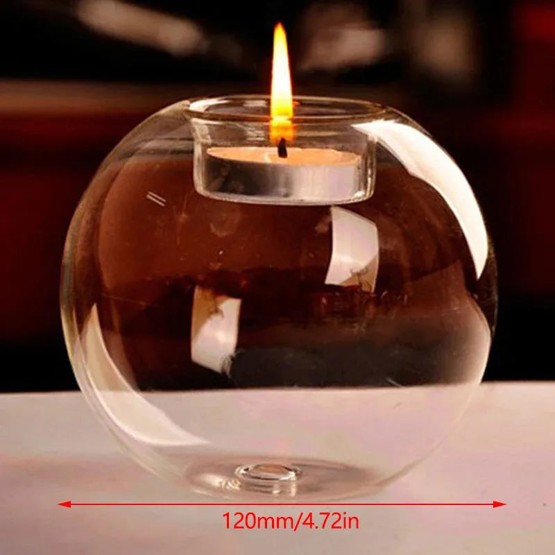 Elegant Round Glass Candle Holders for Weddings, Holidays & Home Decor