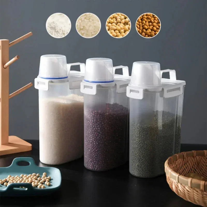 Airtight Laundry Powder Dispenser with Measuring Cup - Portable Storage Jar