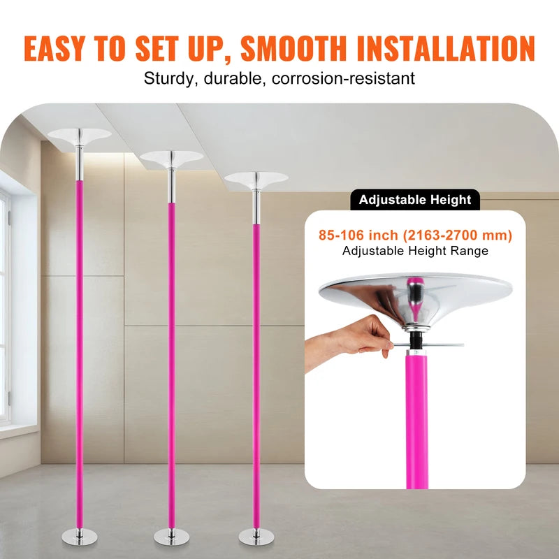 Portable Adjustable Stainless Steel Dance Pole for Fitness & Home Use