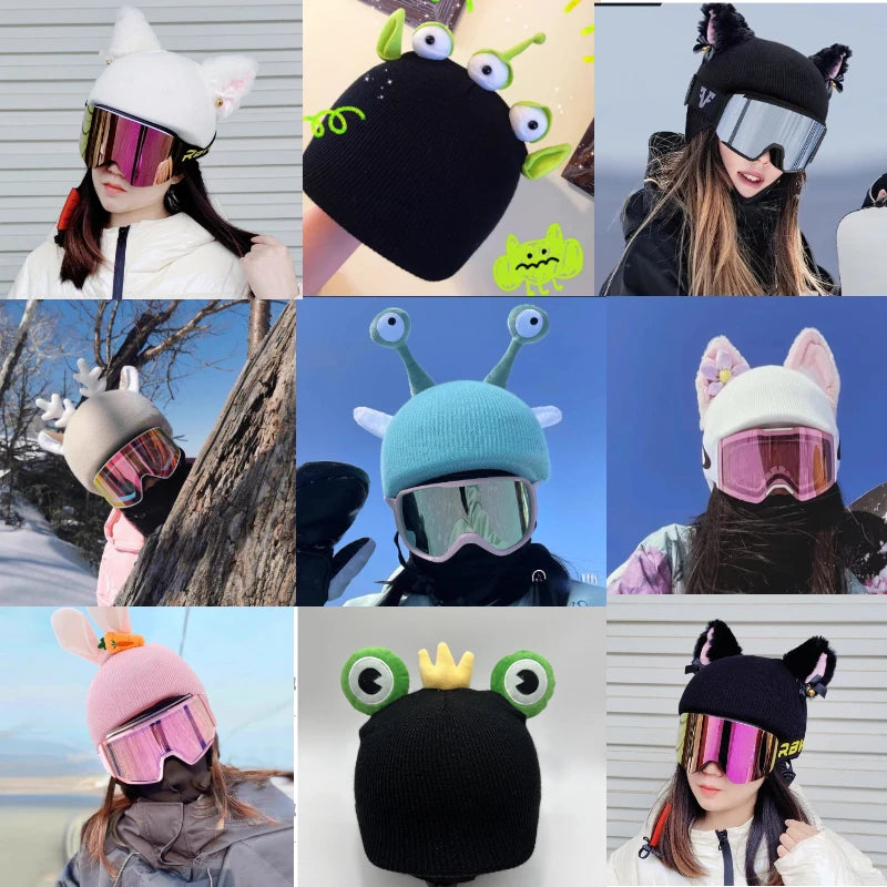 Winter Ski Helmet Cover - Washable Knitted Snowboard Helmet Decor for Men Women