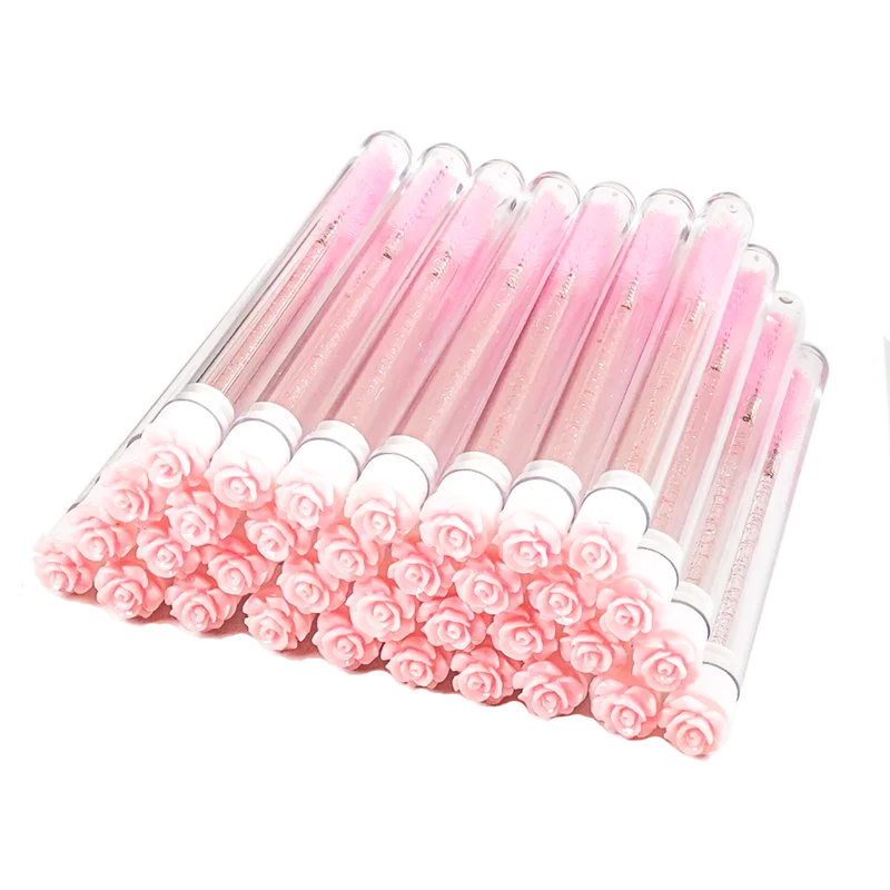 50 Pcs Reusable Eyelash Brush Wands & Eyebrow Brushes Dustproof Sparkling Bottom