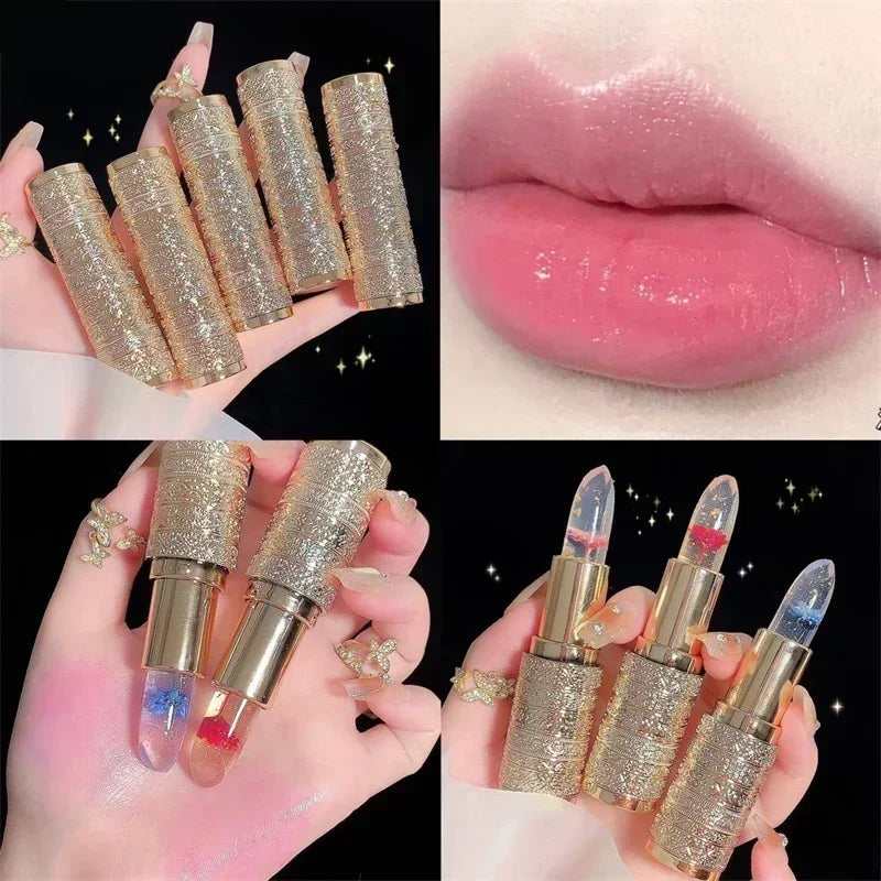 Temperature Color Changing Lip Gloss Moisturizing Lip Balm with Flower Design - Long Lasting Jelly Lip Care
