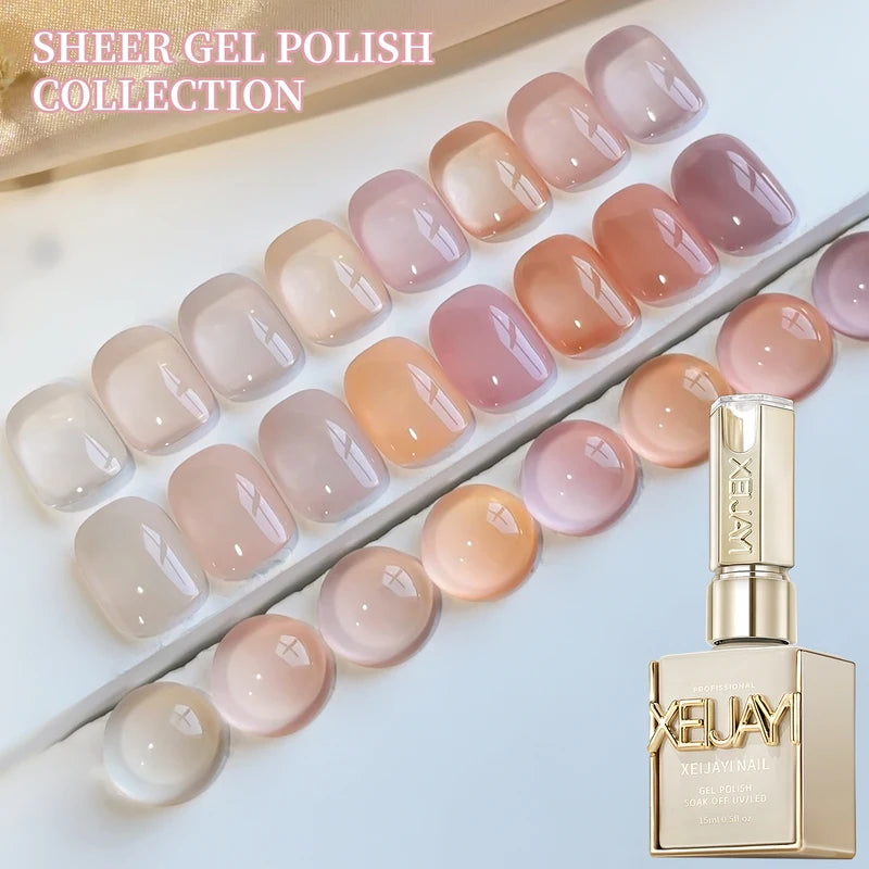 15ML Gel Nail Polish Set - Ice Pink, Beige, Peach & Rose Colors for DIY Manicure