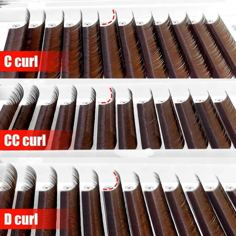 Volume Eyelash Extensions C CC D Brown Natural Mink Lashes Tray