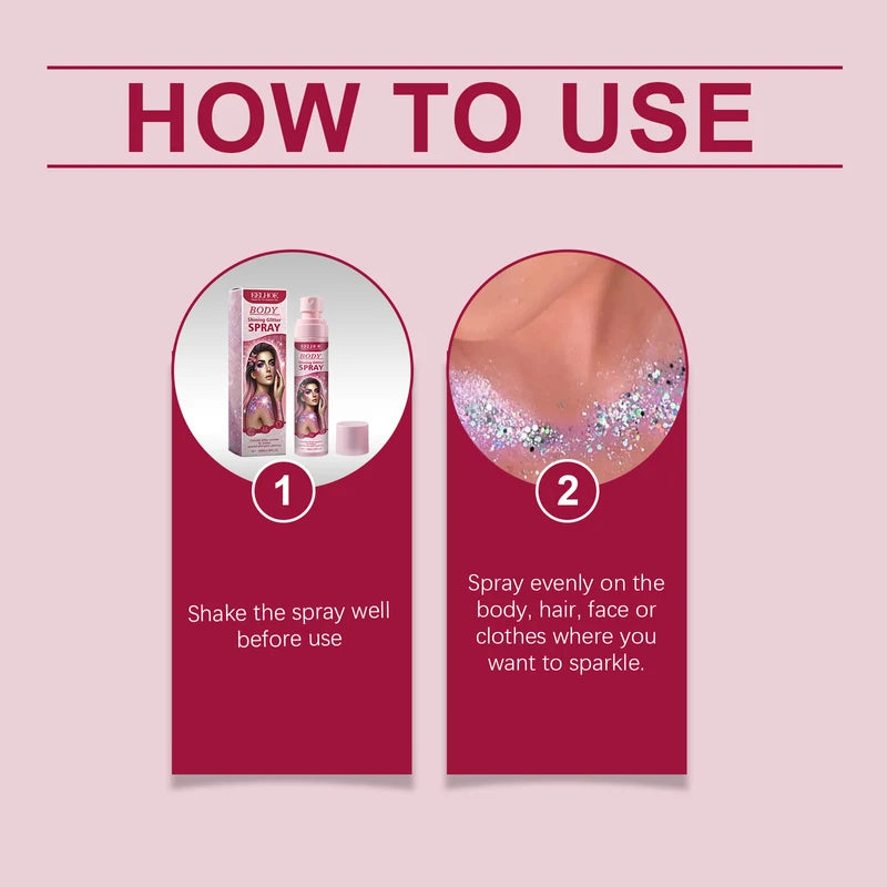 Waterproof Body & Hair Glitter Spray 100ml for Party & Festival Radiance