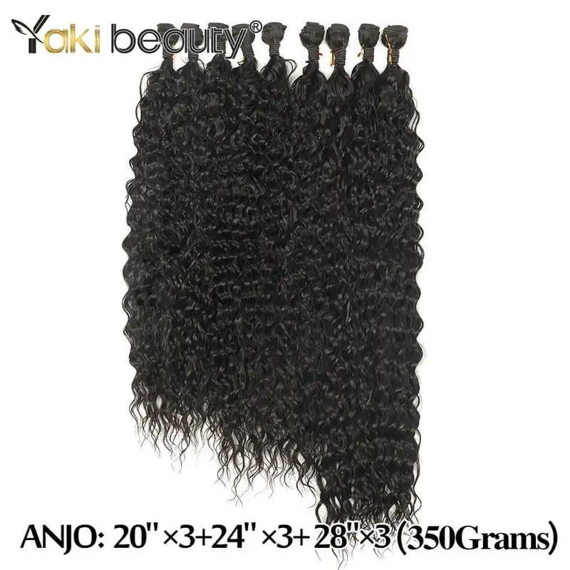 Synthetic Kinky Curly Hair Extensions 9PCS Set Water Wave Full to End
