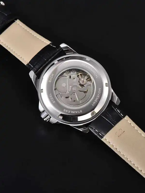 Men's Automatic Mechanical Pilot Watch Waterproof Luminous Leather Strap Classic Business
