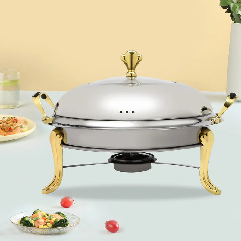 Stainless Steel Food Warmer with Alcohol Burner - 2.5L Buffet Chafing Dish for Catering & Parties