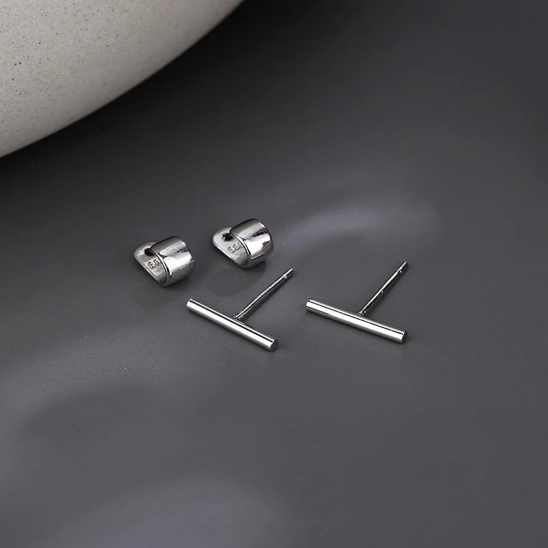 Sterling Silver Geometric Stud Earrings for Women - Versatile Jewelry Gift
