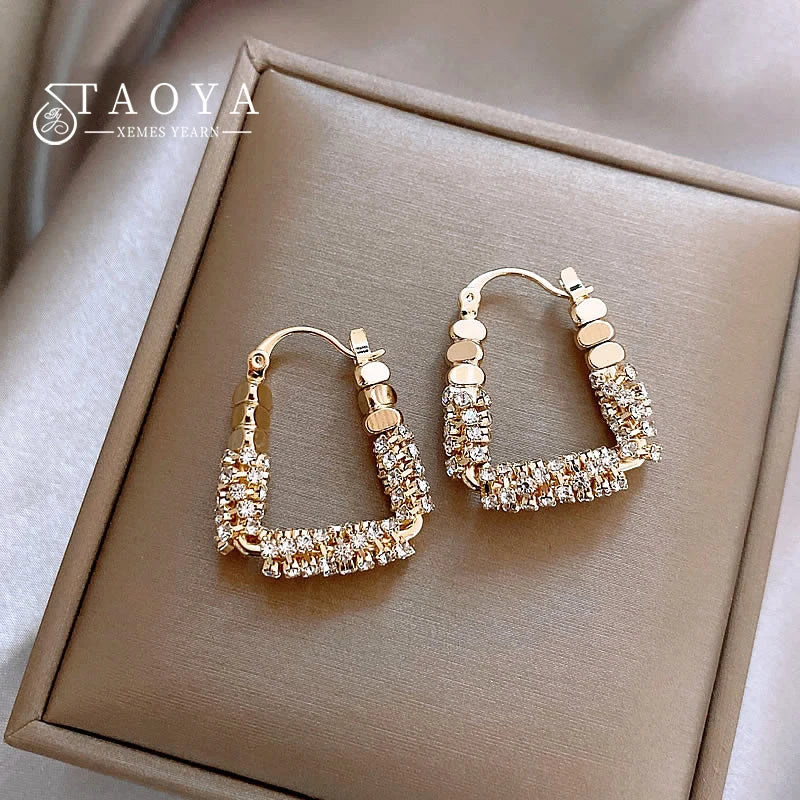 Geometric Irregular Micro Set Zircon Metal Earrings for Women - 2025 Fashion Jewelry