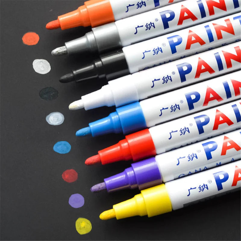 12-Color Waterproof Paint Markers Set for Car Touch Up Glass & Crafts