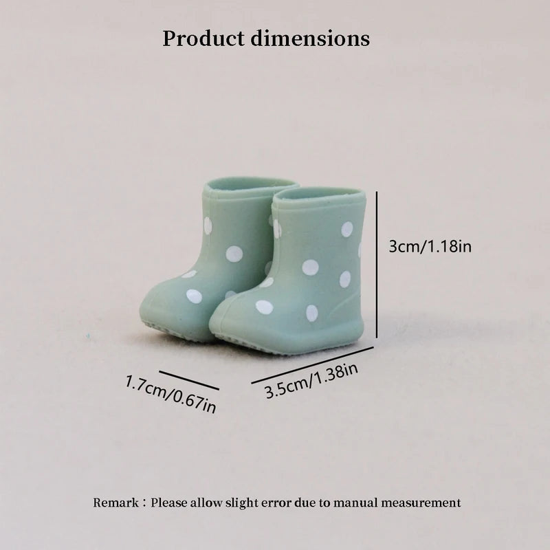 Mini Rain Boots Decor Set - Polka Dot Silicone House Accessories