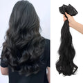 Synthetic Women's Wavy Hair Extensions Set with Invisible Clips - Heat-Resistant Wig Accessories