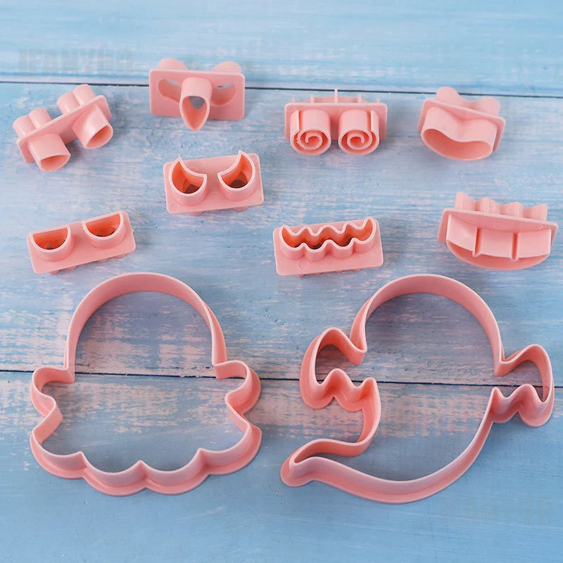 Halloween Cookie Cutter Set with Ghost Face Embosser Fondant Stamp Baking Supplies