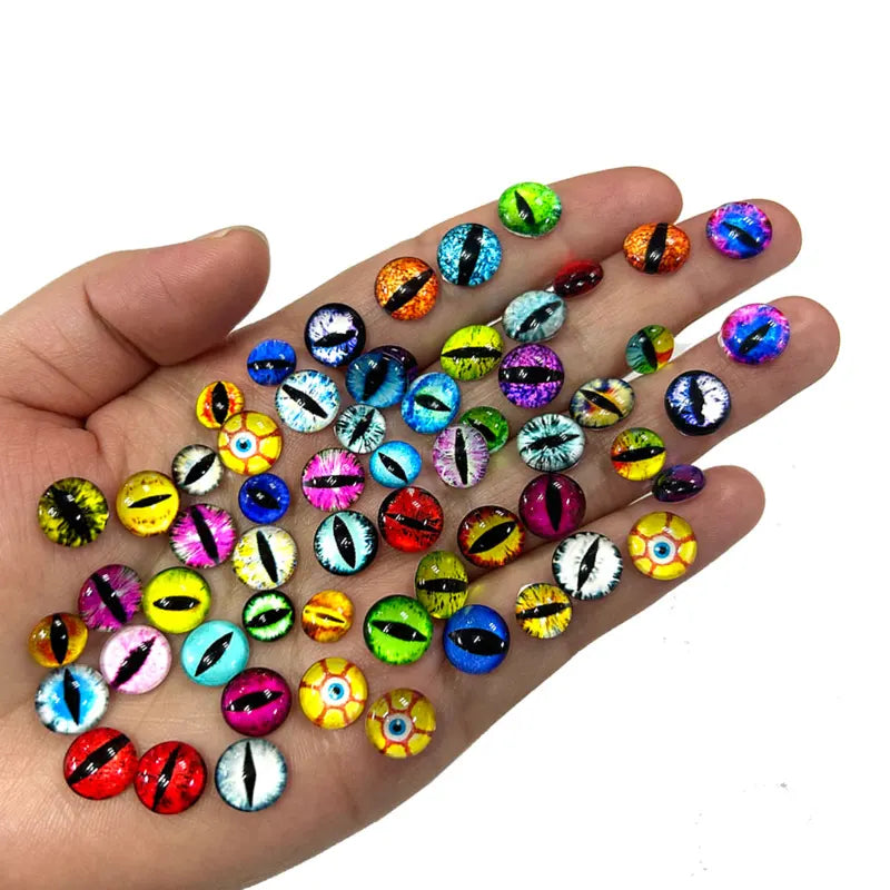 50Pcs 3D Animal Eye Beads Nail Charms Mixed Sizes for Manicure & Dolls