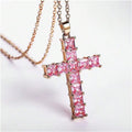 Fashion Cross Pendant Necklace for Women - Multi-Color Crystal Jewelry