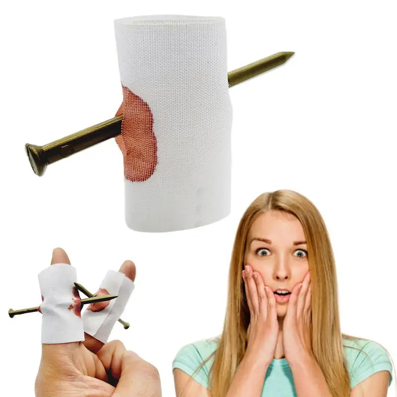 Fake Nail Through Finger Prank Toy - Realistic Magic Trick for Halloween and Jokes
