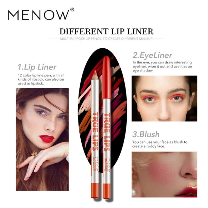 12-Color Matte Lip Liner Set Waterproof Long Lasting Pencil for Makeup & Tattoo