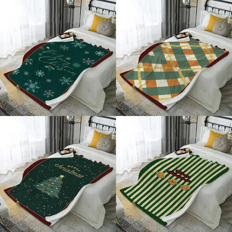 Soft Microfiber Christmas Snowflake Throw Blanket for Sofa & Bedroom