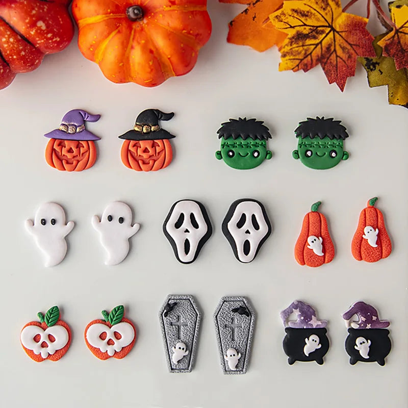 Halloween Cartoon Clay Cutter Mold Pumpkin Skull Shape DIY Jewelry Craft Tool