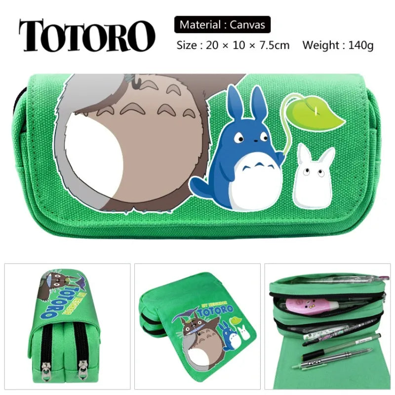 Anime Cartoon Pencil Case Waterproof Canvas Pen Bag Stationery Organizer