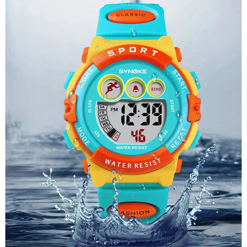 Kids Sport Digital Watch Waterproof Children's Watch with Colorful Band