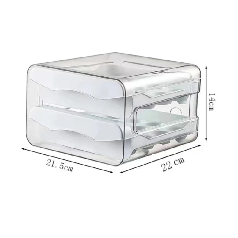 Kitchen Egg Storage Box 2-Layer Refrigerator Egg Organizer with Clear Lid