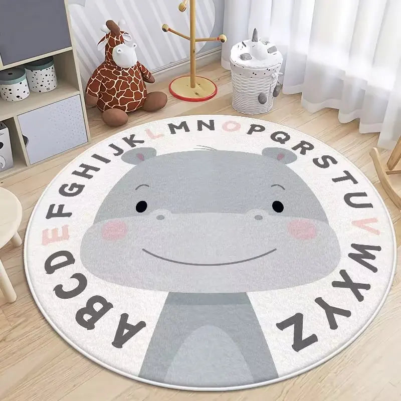Cute Cartoon Flannel Carpet Rug Non-Slip Play Mat for Living Room & Children's Room