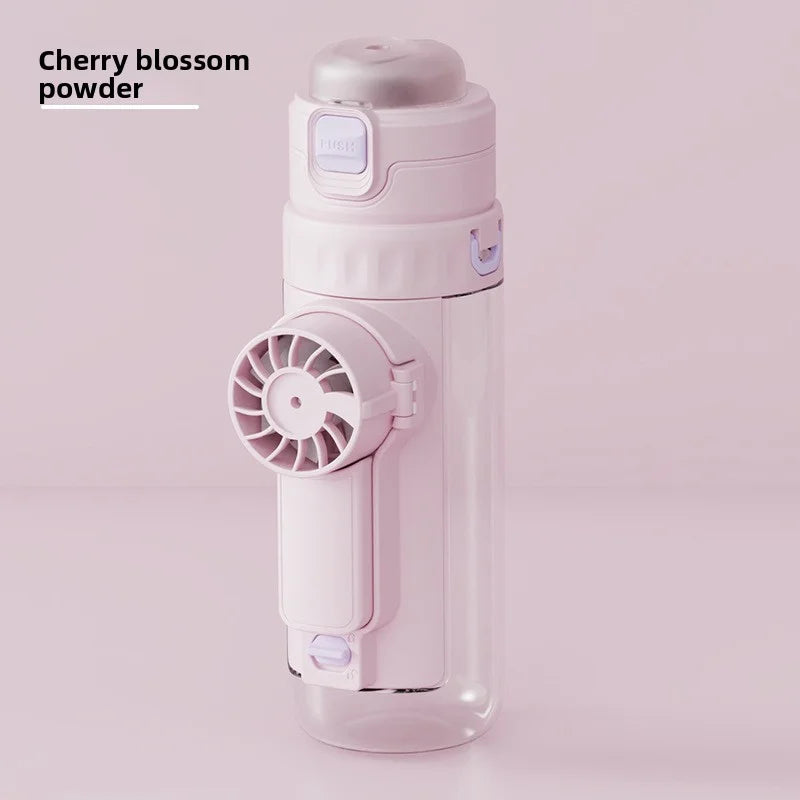 Portable Water Spray Fan with Water Cup for Kids - Handheld Multi-Functional Personal Fan