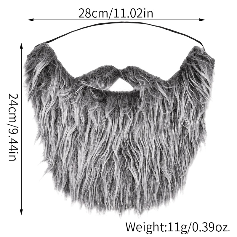 Fake Beard Mustache for Halloween Cosplay - Synthetic Facial Hair for Santa Viking Dwarf