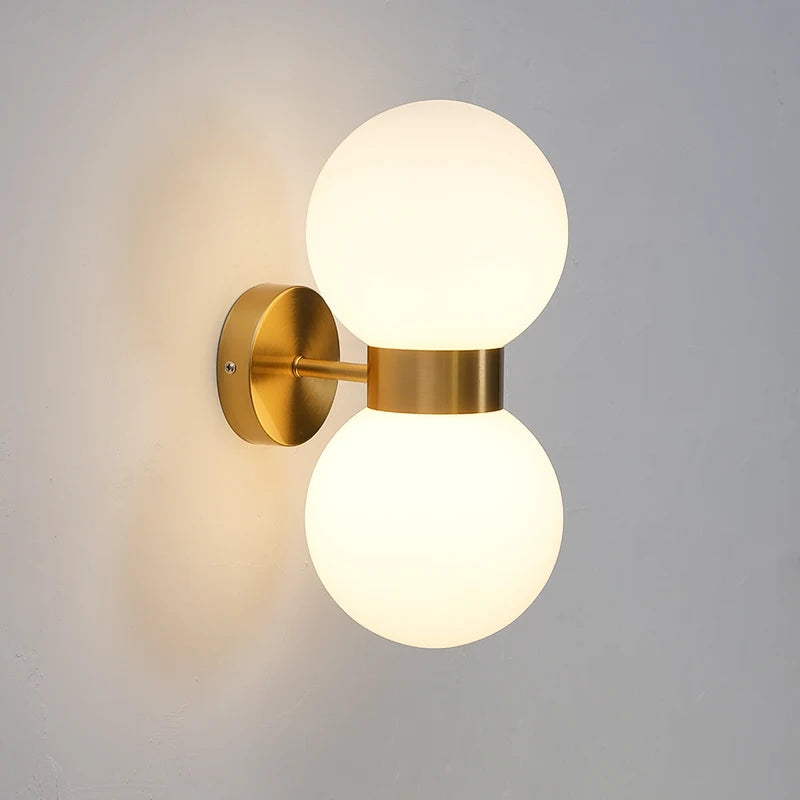 Milky White Ball Glass Wall Lamp - Modern Bedroom Wall Sconce for Living Room Decor