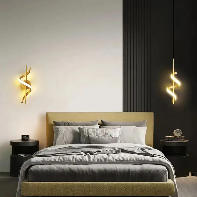 Minimalist LED Wall Lamp for Bedroom Living Room Corridor - Black White Gold