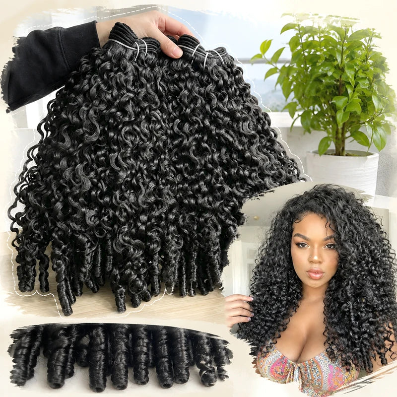 Burmese Curly Human Hair Extensions - Sew In Raw Hair Bundles, Double Drawn, Brazilian Remy