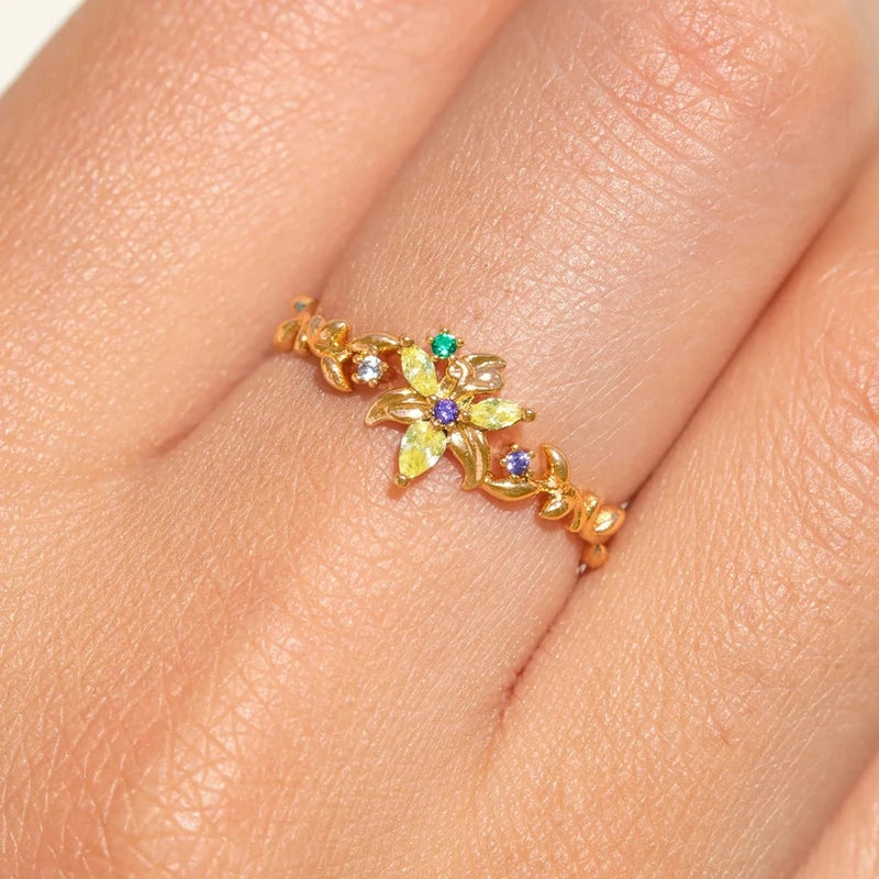 Princess Cubic Zircon Ring for Women Girls Open Design High-Quality Jewelry