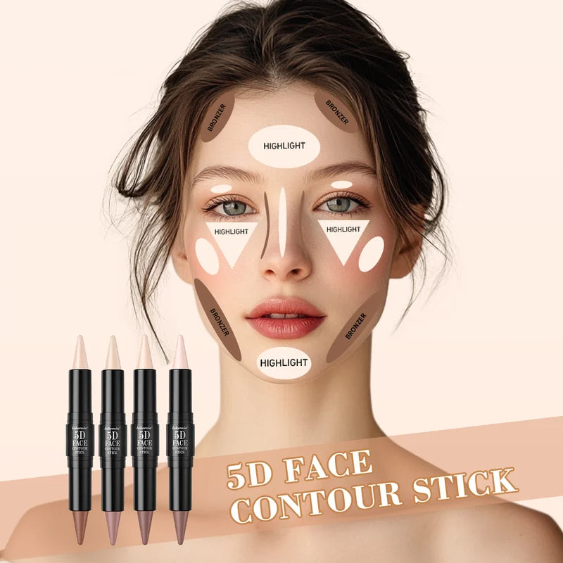 Dual Head Contour Highlighter Stick for Face Sculpting Waterproof Long-Lasting Makeup