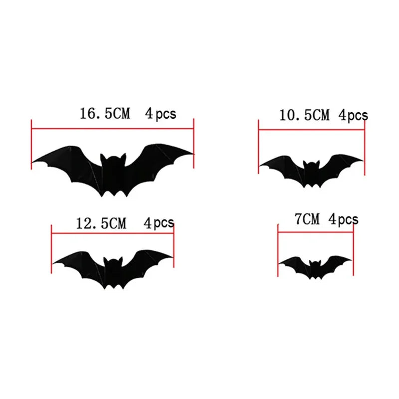 Halloween 3D Bat Wall Stickers - Removable Creepy Decor for Party & Home