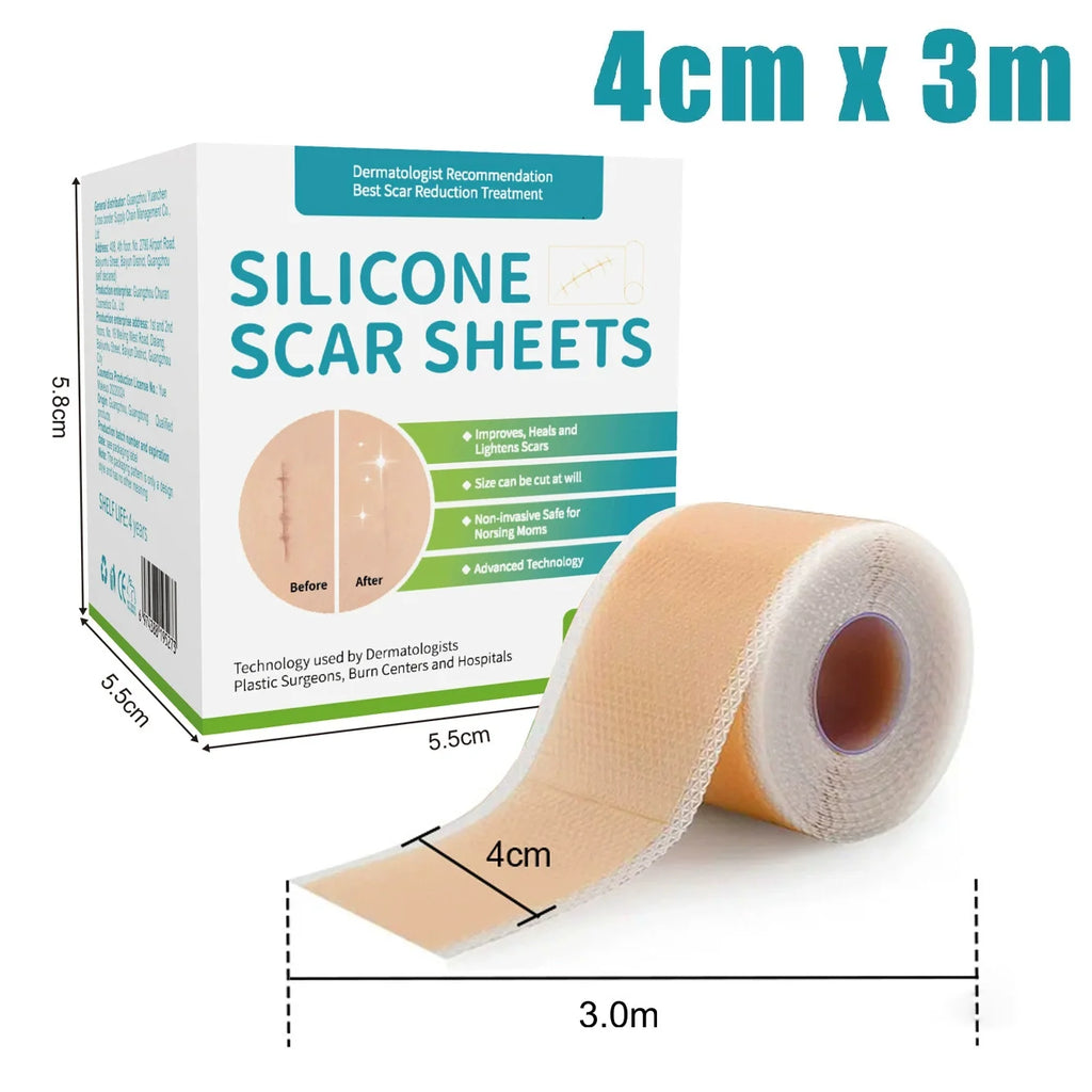 Silicone Scar Sheets Self-Adhesive Reusable Skin Care Tape - 4cm x 3m