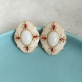Vintage Geometric Clip-On Earrings Without Ear Holes Oversized Round Ear Clips