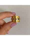 Colorful Stainless Steel Ring for Women - Gold Plated Wedding & Couple Jewelry
