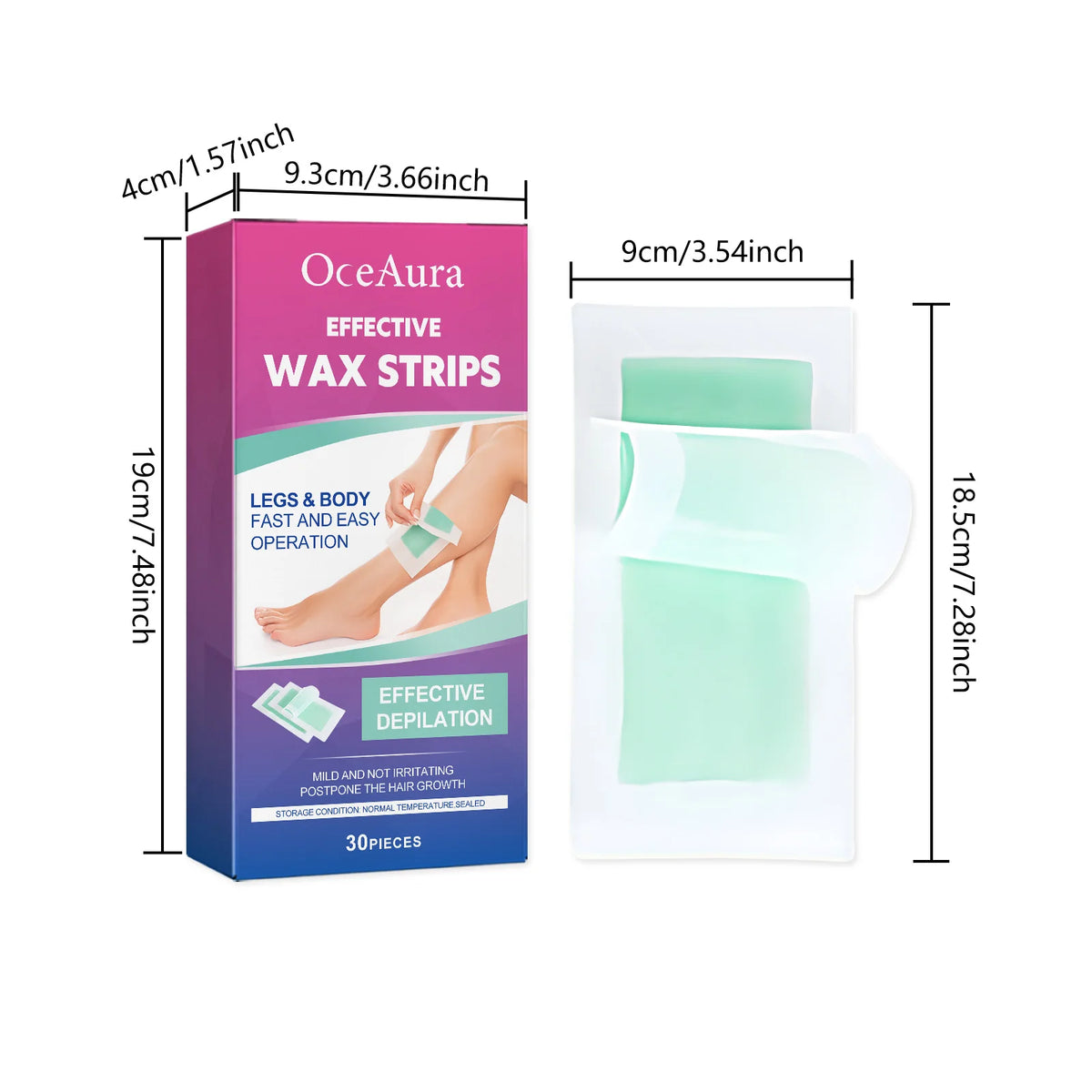 Professional Painless Hair Removal Wax Strips for Face & Body - 30 Pieces