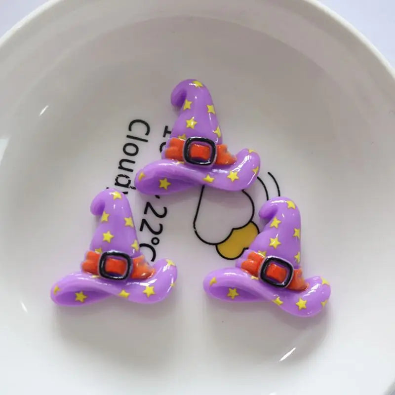 10 Pcs Cute Halloween Ghosts Skeletons Pumpkins Resin Jewelry Hairpin Craft Decorations