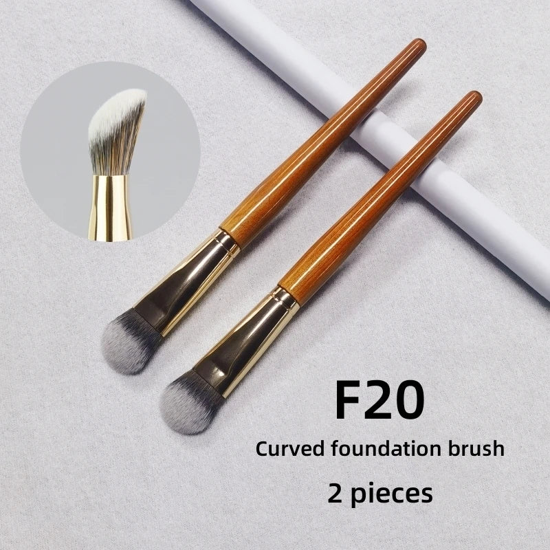 Highlighter & Blush Makeup Brush Set with Natural Goat Hair - Multiple Handle Colors