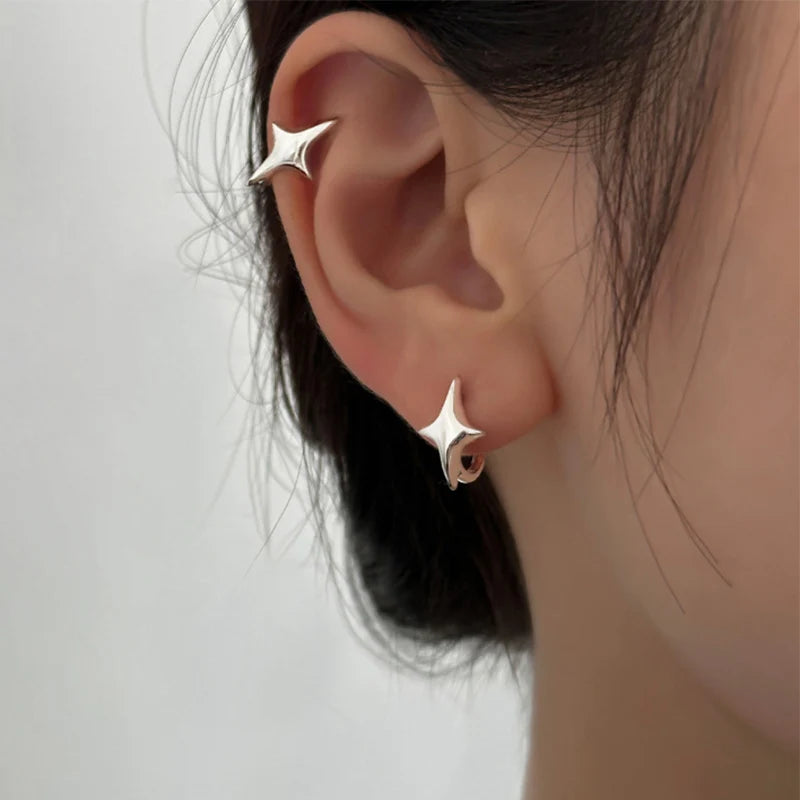 Star Geometric Hoop Earrings for Women and Couples Minimalist Fashion Jewelry